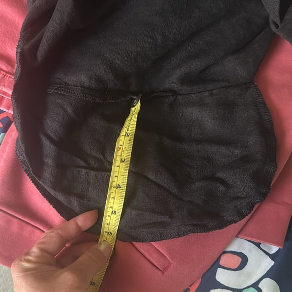 Flax Linen Long Sleeve Midi Dress Black with pockets - Picture 7 of 8